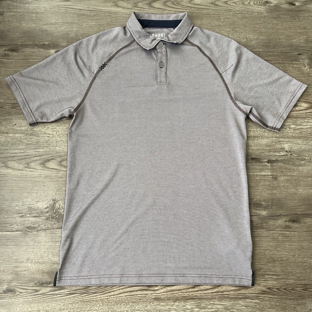 Rhone Delta Pique Polo Shirt Mens Small Gray Athletic Fit Golf Performance